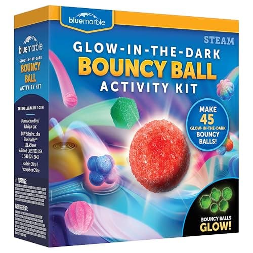 Blue Marble Bouncy Ball Science Kit - Make Up to 45 Glow in The Dark Bouncy Balls for Kids with 6 Colors & 5 Mold Shapes, DIY STEM Projects, Science Kit, Kids Science Projects - Image 1