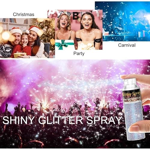 Hair and Body Glitter Spray, 1PC Glint-Rainbow Glitter Hairspray Dry Powder Makeup for Clothes, Festival Rave Prom Loose Sparkle Powder,Holographic Ultra Fine Resin Glitters for Crafts (Glint-Rainbow) thumbnail 9