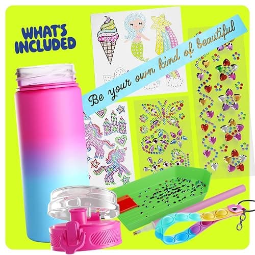 Dan&Darci Decorate Your Own Glow-in-the-Dark Water Bottle Kit for Girls - Birthday Gifts for Girl Ages 4-6 5-7 6-8 - 4 5 6 7 8 Year Old Birthday Gift Ideas - Arts and Crafts for Kids Age 6-8 thumbnail 4