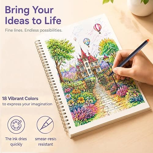 iBayam Journal Planner Fineliner Pens Fine Point 0.38mm, Cute School office | 18 Vibrant Colors, Smooth Writing, Art Markers for Bullet Journaling Note-taking Scrapbooking Calendar, Drawing Sketching Pen thumbnail 5