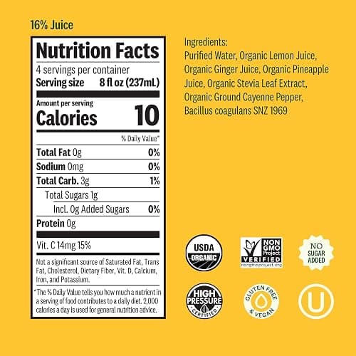 Suja Organic Ginger Love Cold Pressed Juice Drink, Refreshing Ginger Lemonade, excellent source of antioxidant vitamin C, 32 fl oz Bottle thumbnail 2