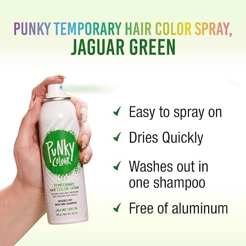 Punky Temporary Hair Color Spray – Jaguar Green, Instant Vivid Temporary Hair Dye for Women, Wash Out, Hair-Color Spray, 3.5 oz, 1 Pack thumbnail 2
