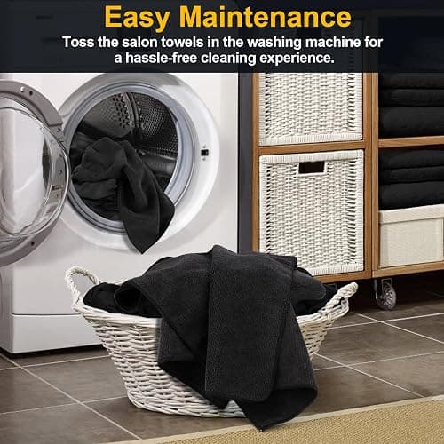 UNIMADE Salon Towels 48 Pack, Microfiber Barber Towel Bulk,(16x29 inches) Fast Drying Hair Towels Super Soft Black Hnad Towels for Gym, Salon, Bath, Spa Use and Home Hair Care(Not Bleach Proof) - 48 thumbnail 5