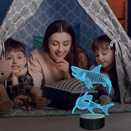 Lampeez Shark Gifts for Boys – Kids Shark Night Light 3D Optical Illusion Lamp with 16 Colors & Remote Control, Cool Shark for Boys Girls Birthday thumbnail 5