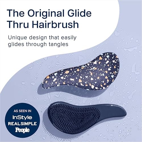 Crave Naturals Glide Thru Hair Brush - Detangler Brush for Curly, Straight, Wet or Dry Hair - Gentle Detangling Brushes for Adults, Kids, Toddlers - Hair Accessories for Women, 7.5"x3" - Terazzo thumbnail 2