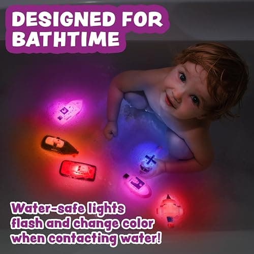 Tub Works® Ocean Rescue™ Vehicles Light Up Bath Toys, 6 Pack | Water-Activated Light Up Toys Flash & Change Color | Easy-Grip Baby & Toddler Bath Toys | Sensory Toys with Bath Lights for Kids Bath thumbnail 3
