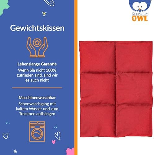 Sensory Owl Gewichtskissen Gewichtetes Schoßkissen Beschwertes Kissen Kinder Erwachsene Sensorisch Stressabbau Autismus ADHD Hilfsmittel Minky Stoff Glasgranulat 30 x 40 cm 2 kg  thumbnail 4