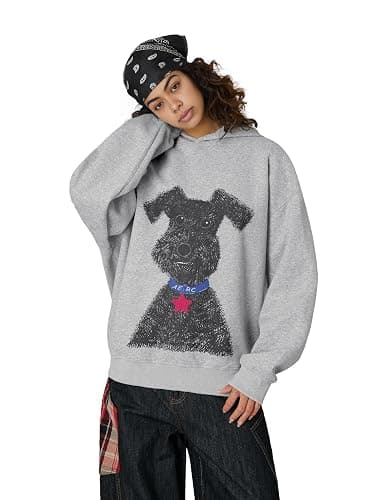 Aelfric Eden Dog Graphic Hoodie Oversized Cute Star Sweatshirt Unisex Y2k Casual Hooded Pullover thumbnail 2