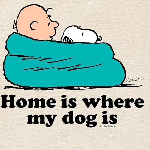 CafePress Snoopy Home Is Where My Dog Is Reusable Beige Canvas Bag | Reusable Natural Beige Canvas Tote Shopping Bag thumbnail 3