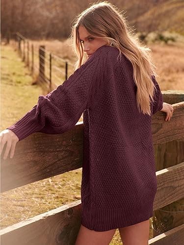 ANRABESS Womens Sweater Dress Oversized Cable Knit Chunky Long Sleeve Short Dresses 2025 Fall Outfits Vacation Winter Clothes thumbnail 8