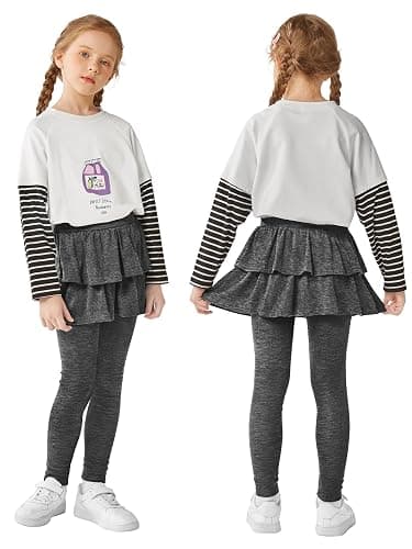 Resinta 3 Pack Girls School Uniform Pants Girls Leggings with Skirt Winter Warm Leggings 4-14 Years thumbnail 2