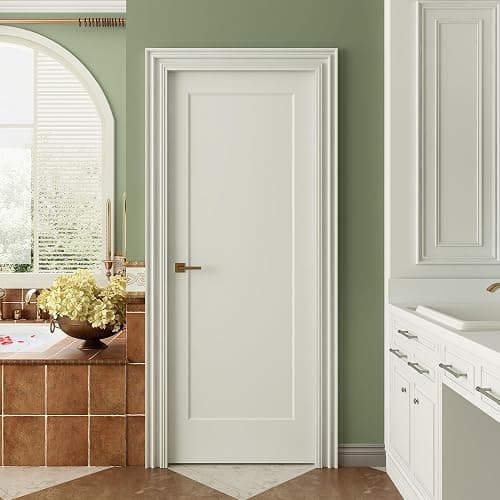 JUBEST 30"x80" 1-Panel Shaker Style White Primed Hollow Core Interior Molded Door Slab, Pre-Assembled Interior Door for Pantry, Laundry, Closet as Prehung, Bypass, Pocket Door, NOT Included Hardware - Image 1