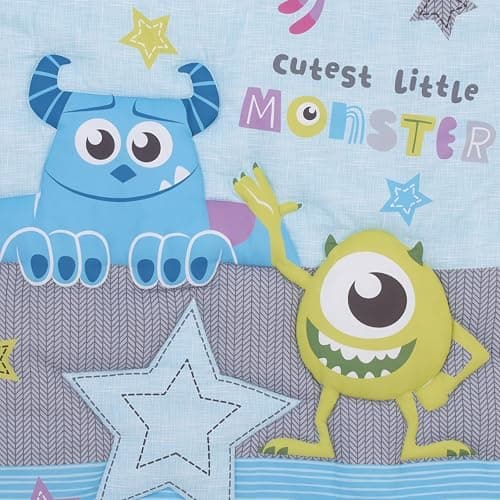 Disney Monsters, Inc. Cutest Little Monster Turquoise, Green, Purple, and Gray, Sully, Mike, and Randall 3 Piece Nursery Crib Bedding Set - Comforter, Fitted Crib Sheet, and Crib Skirt thumbnail 6