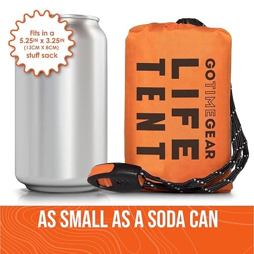 Go Time Gear Survival Life Tent • 2 Person Mylar Emergency Shelter Tube Tent + Paracord • All-Weather Protection for Camping, Hiking, & Survival Kits • Includes Emergency Whistle thumbnail 4