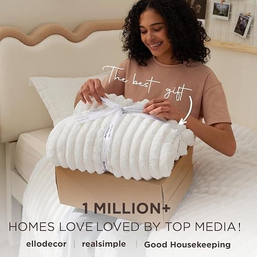 Bedsure GentleSoft Twin Blanket for Bed - Cozy Soft Blankets for Women, Cute Small Fleece Throws for Girls, Graduation Decorations Gift for Her Him School Dorm, Off White, 60x80 Inches thumbnail 3