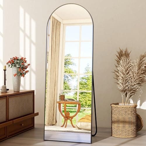 WISSMIELS 21" x 64"Arched Full Length Mirror - Wall Mounted Floor Mirror- Aluminum Alloy Frame Full Body Mirror for Bathroom Living Room Bedroom and Entryway Black thumbnail 7
