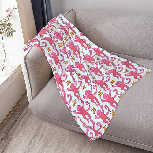 Preppy Blanket Cute Funny Monkeys Decor Throw Blanket Gifts for Girls Boys Super Warm Soft Plush Fleece Flannel Blanket Winter Couch Bedding Blanket for Baby Kids Women 60"x50" thumbnail 4