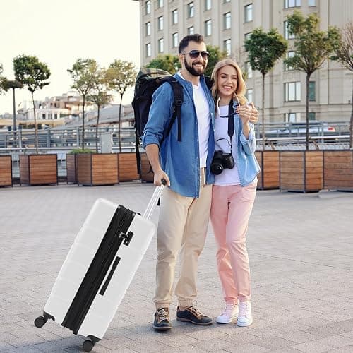 Sweetcrispy Carry on Luggage, Hard Shell ABS Suitcase with Double Spinner Wheels, Lightweight Expandable Rolling Suit Case with TSA Lock, 28 Inch Cream White thumbnail 2