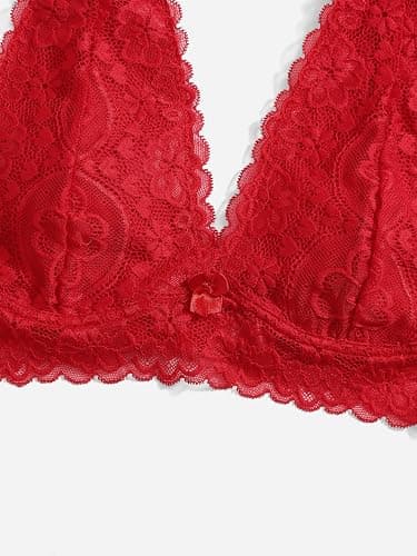SOLY HUX Women's 2 Piece Halter Lace Bralette Bra thumbnail 3