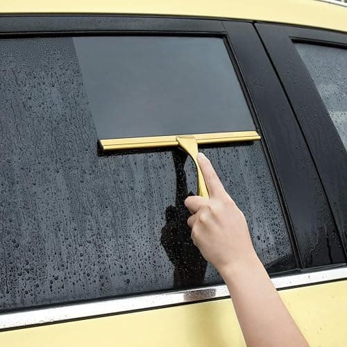 HIWARE All-Purpose Shower Squeegee for Shower Doors, Bathroom, Window and Car Glass - Brass, Stainless Steel, 10 Inches thumbnail 5