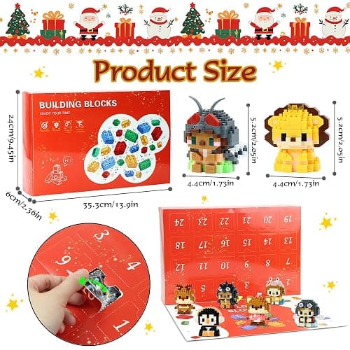 DBPBToU Advent Calendar 2025 Kids Mini Building Blocks, 24 Days Small Advent Calendars Toys Fillers Christmas Calendar Countdown for Kids 6+ (Animals and Insects) thumbnail 3