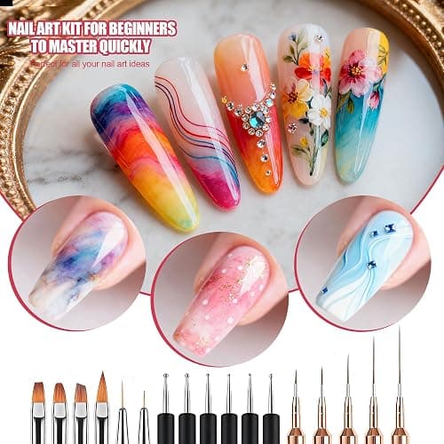 Artdone Nail Striping Tape Lines Kit With Nail Art Pens Liner Brushes | Dotting Tools For Gel Polish Small Detail Drawing Design Paint thumbnail 5