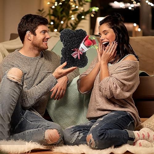 hodipea Rose Bear Gifts for Women-Best Gift for Valentine's Day,Mother's Day,Christmas,Birthday,Handmade Artificial Rose Teddy Bear Gifts for Girlfriend,Mom, and Daughters,Surprise Clear Gift Box thumbnail 2