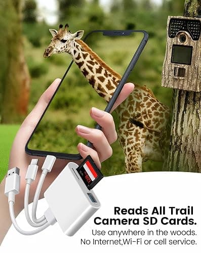SD Card Reader for iPhone iPad Mac, Lightening & USB-C & USB-A 3 in 1 Memory SD Card Adapter, Support SD/MicroSD/USB OTG, High-Speed Trail Camera Card Viewer,Portable No App Plug & Play thumbnail 4