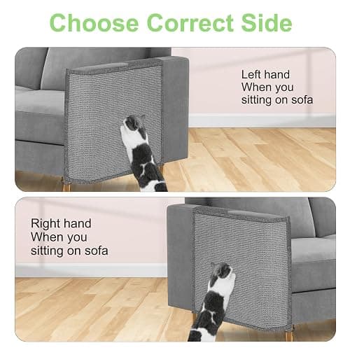 Cat Scratch Couch Protector,23.6" L*19.6" W Scratching Furniture Protector Pad,Cat Scratch Sofa Arm Sheild with Grey Natural Sisal for Protecting Couch Sofa Chair Furniture (Grey/Right Hand) thumbnail 5