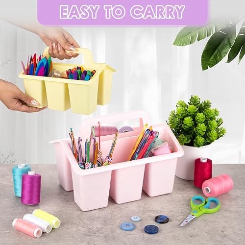 Find Scrapblooms Plastic Caddy With Handle,Protable Classroom Craft Caddy, 6-pack Storage Caddy For Pencil,Pen,Craft Tools (Pastel Color) thumbnail 2