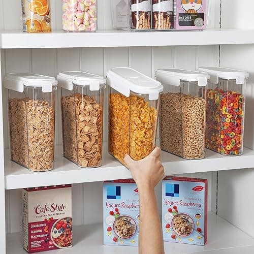 Vtopmart Cereal Containers Set, 3 PCS Airtight Food Storage Container with Flip-Top Lids, Plastic Organizer Dispenser for Kitchen, Pantry Organization (135.2oz/4L) thumbnail 5