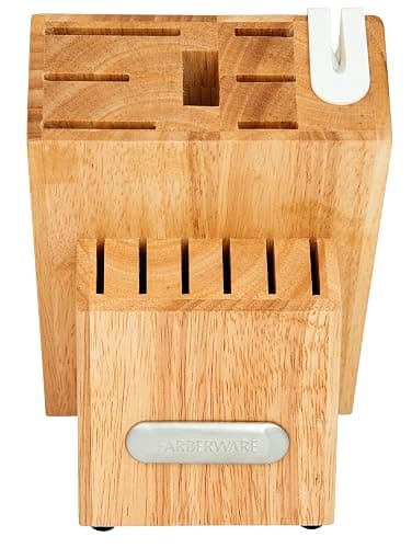 Farberware Edgekeeper Triple Riveted Knife Block Set with Built in Sharpener, 14-Piece, White - White - Natural Wood Block thumbnail 3