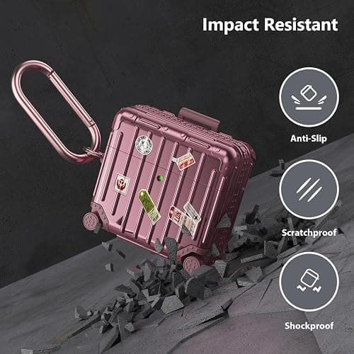 KOREDA Compatible with AirPods 4 Case Cover, Funny Suitcase Design Case for Airpods 4th Generation 2024, Cute Fashion Protective Hard Case with Cleaner Kit & Keychain (Rose Gold) thumbnail 3