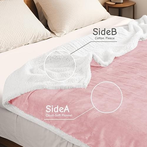 Electric Heated Blanket Throw Size 50"x60", Soft Flannel with Overheat Protection, 6 Adjustable Heat Settings & 3-Hour Auto-Off Timer, Fast Heating for Winter Comfort, Pink thumbnail 3