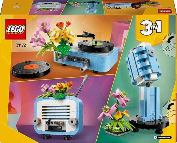 LEGO Creator 3in1 Record Player with Flowers Building Toy - Rebuilds Into a Radio Model or Microphone - Music Toys for 8+ Year Old Girls & Boys - Creative Gift Idea - 31172 thumbnail 12