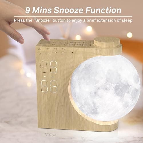 AIRIVO Alarm Clock for Bedrooms, Sunrise Alarm Clock Wake Up Light for Kids Teens, White Noise Sound Machine, Moon Light Dual Alarms for Heavy Sleepers, Night Light Clock for Preppy Room Decor thumbnail 5