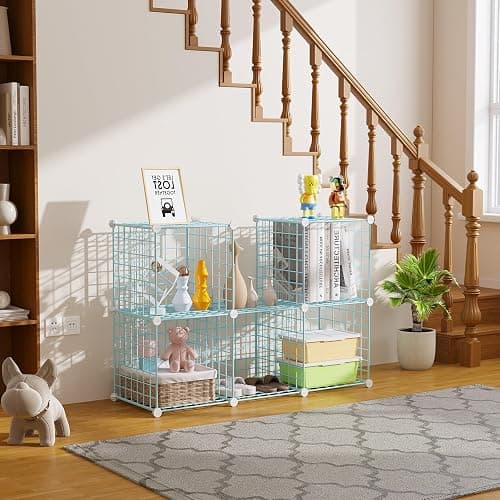 C&AHOME Wire Cube Storage, 6 - Cube Organizer Metal C Grids, Modular Shelves Units, Closet Organizer, Ideal for Home, Office, Living Room, 36.6”L x 12.4”W 36.6”H, Blue UWCS3006B thumbnail 4