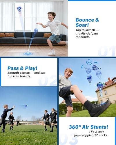 Flystars Flying Bouncing Toys, Next-Gen Pro 2025 Cosmic Globe Flying Orb Ball Motion-Control Hover Spinner with 3D Flips, Cool Interactive Gift Toy for Kids 6+ Boys Girls Teens(Blue-S) thumbnail 3