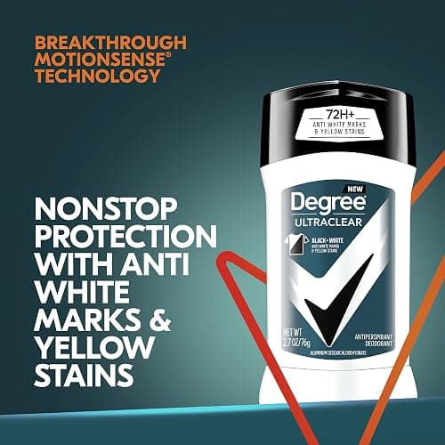 Degree Men UltraClear Antiperspirant Deodorant Black + White 72-Hour Sweat & Odor Protection Antiperspirant For Men With MotionSense Technology 2.7 Ounce (Pack of 4) thumbnail 8
