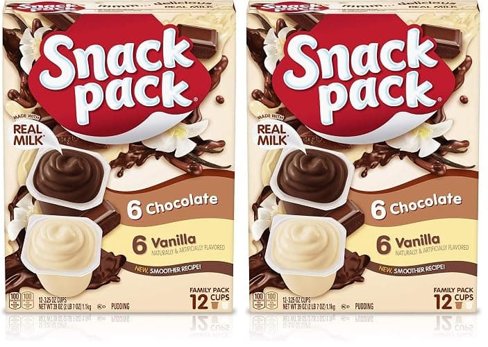 Snack Pack Chocolate and Vanilla Pudding Cups FamilyPack, 3.25 Ounce (Pack of 24) - Image 1