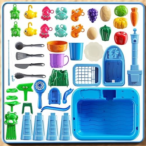 KIZONLY Water Table for Toddlers 1-3- Kids Play Sink with Pump and Running Water, Water Table for Kids Ages 4-8 with Fishing Games, Summer Outside Sensory Gift Toys for Boys and Girls 2 3 4 5 6 7 8 thumbnail 9