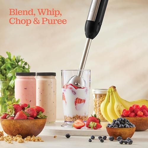 Powerful Immersion Blender, Electric Hand Blender 500 Watt with Turbo Mode, Detachable Base. Handheld Kitchen Gadget Blender Stick for Soup, Smoothie, Puree, Baby Food, 304 Stainless Steel Blades thumbnail 7