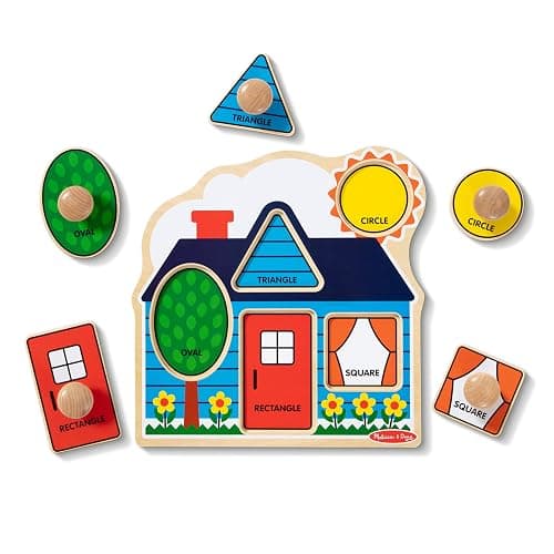 Melissa & Doug First Shapes Jumbo Knob Puzzle, Wooden Peg Puzzle for Toddlers, Educational Toy for Shape Recognition and Fine Motor Skills, Ages 1+ thumbnail 4