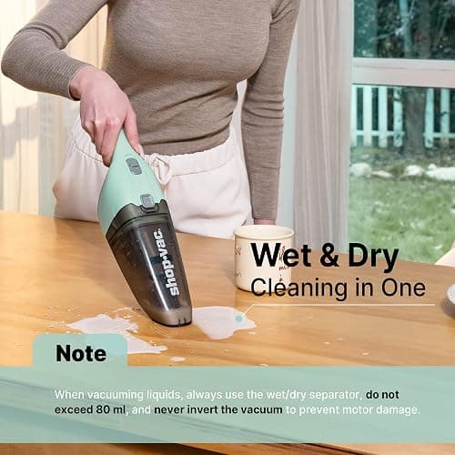 Shop-Vac Wet/Dry Handheld Vacuum Cordless, Powerful Portable Car Vacuum Rechargeable, Wall-Mounted Hand Vac with Crevice Tool, Lightweight Hand Vacuum for Home & Car, Washable Filter, Green thumbnail 4
