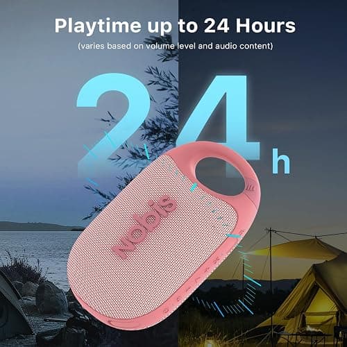 NOBIS Clip N1 Portable Bluetooth Speaker with App, Beat Mode, Up to 24H Playtime, IP68 Waterproof, BT 5.3, HD Sound, Stereo Pairing, Custom EQ, Perfect for Outdoor, Home and Adventure (Pink) - Pink thumbnail 3