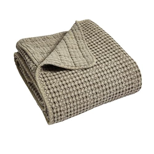 Levtex Home Mills Waffle Queen Bedspread Set (106x106in) with 2 Pillow Shams (26x20in) - Taupe - Cotton Waffle Queen Size Bedspread Set - Lightweight, Soft, Pre-Washed thumbnail 8