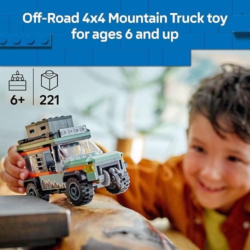 LEGO City Off-Road 4x4 Mountain Truck Toy - Building Toy Set for Kids, Boys and Girls, Ages 6+ - Fun Gift Idea for Birthdays and Holidays - with Adventurer Minifigure and Accessories - 60447 thumbnail 2