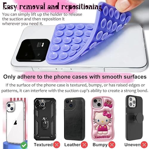 JingJinYY Anteel 2 Pack Double Sided Silicone Suction Cup Phone Case Mount, Hands-Free Strong Grip Silicon Phone Holder for Selfies and Videos, Non Slip Phone Accessories (LightPink&White) thumbnail 3