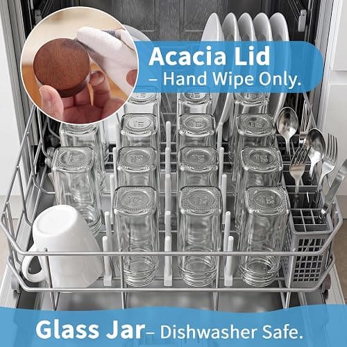 Yangbaga Glass Spice Containers for Kitchen: 24p 4oz Durable Glass Dishwasher Safe Jars for Cooking Enthusiasts- Airtight Acacia lid 500X Open-Close no Loose - Gift/Daily Use for Housewives thumbnail 4