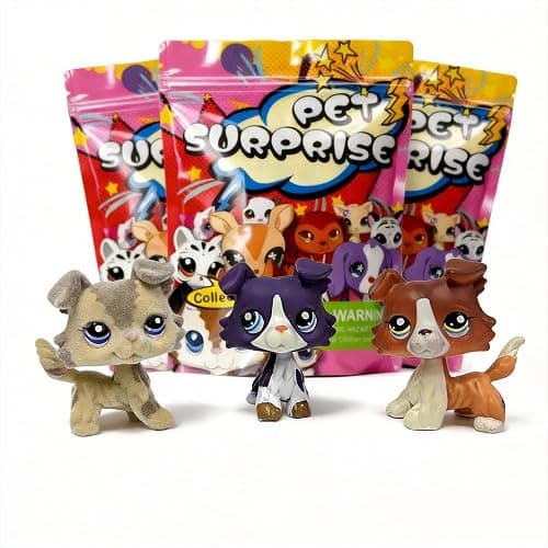 3pcs/Set Custom Flocked Pet Shop Toys Short Hair Cat Kitten Collie Great Dane Cocker Spaniel Dachshund Puppy Dog OOAK Compatible with LPS (#2210 and 1676 and 1542) - Image 1